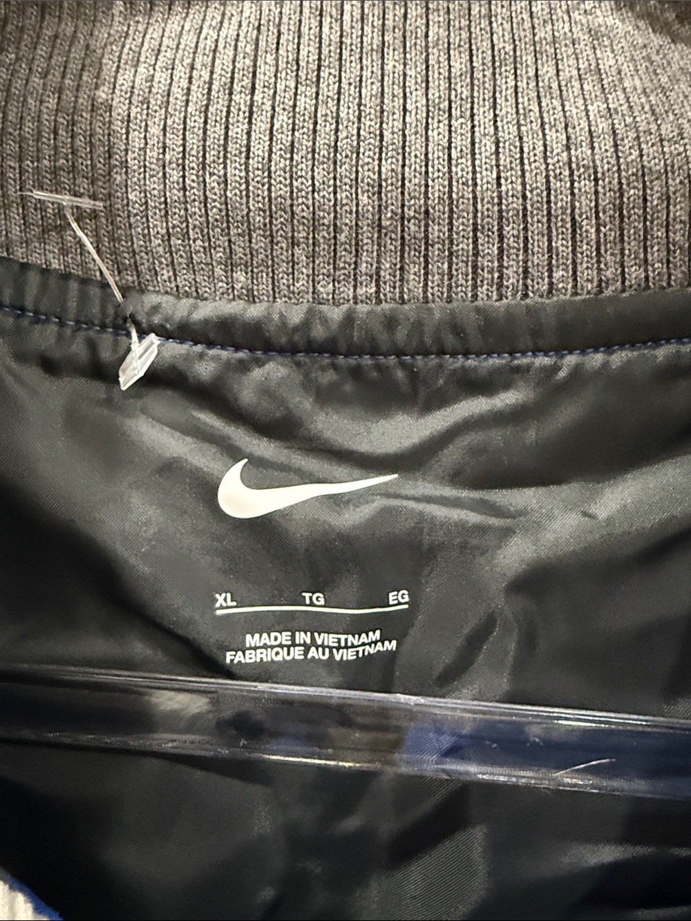 New with Nike Men Team Royal Letterman Jacket Pockets XL BLUE GRAY - Picture 7 of 11